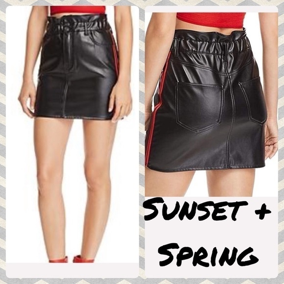 Sunset + Spring Track Stripe Faux Leather Skirt - Picture 1 of 11